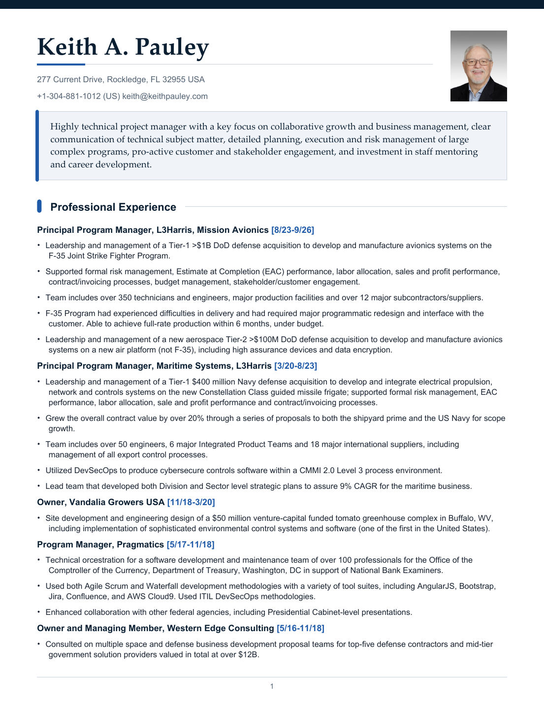 First page preview of Keith Pauley’s résumé